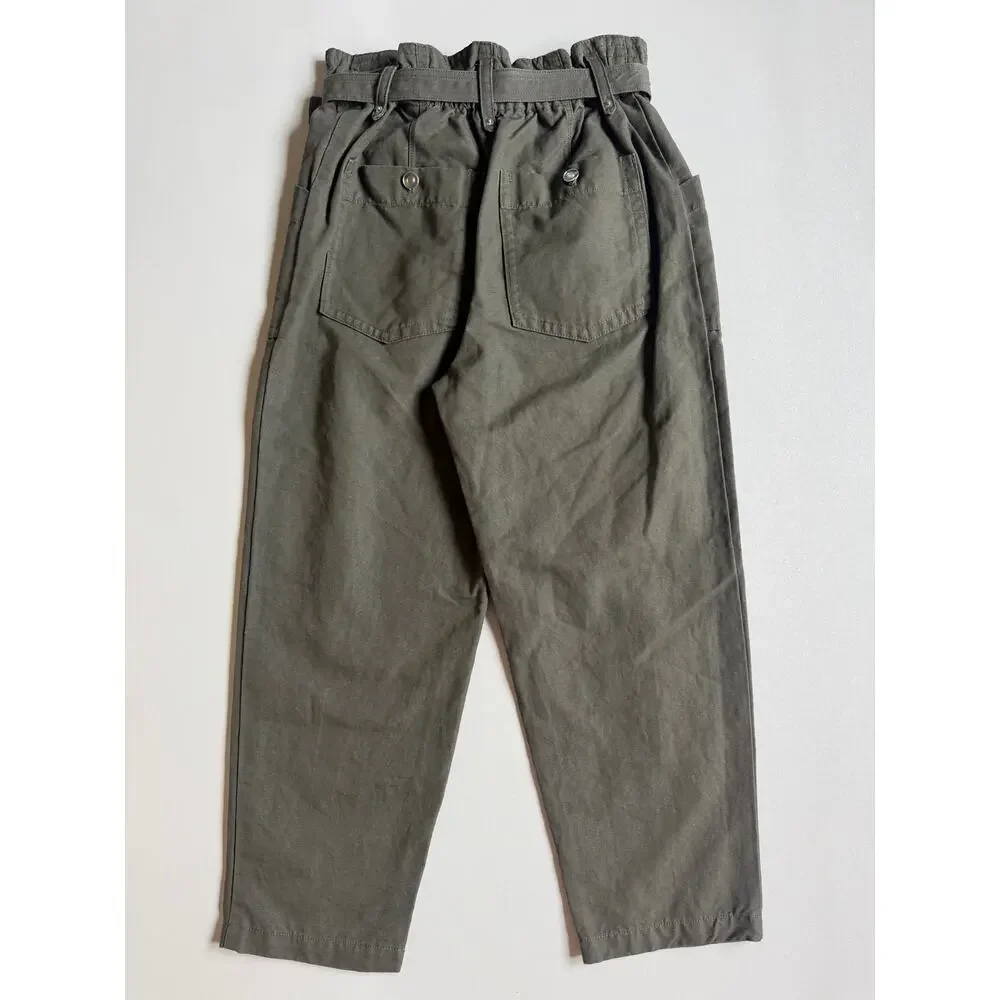Banana Republic Women's Dark Olive Cotton-linen Blend Paperbag Pants Size 4P